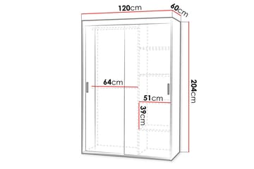 Vaatekaappi Collado peilillä 120 cm - Valkoinen - Säilytys - Vaatesäilytys - Vaatekaappi