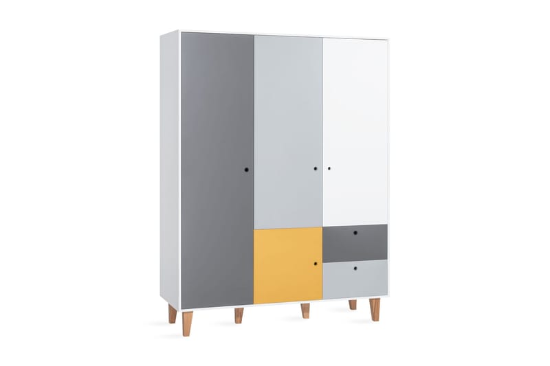 Vaatekaappi Concept Valkoinen/Tummanharmaa/Keltainen, VOX
