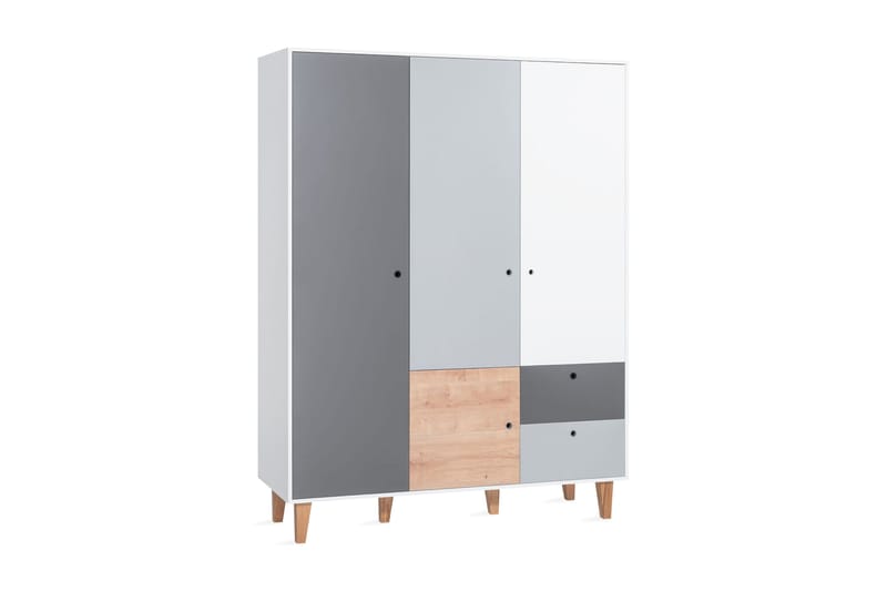 Vaatekaappi Concept Valkoinen/Tummanharmaa/Luonnonväri, VOX