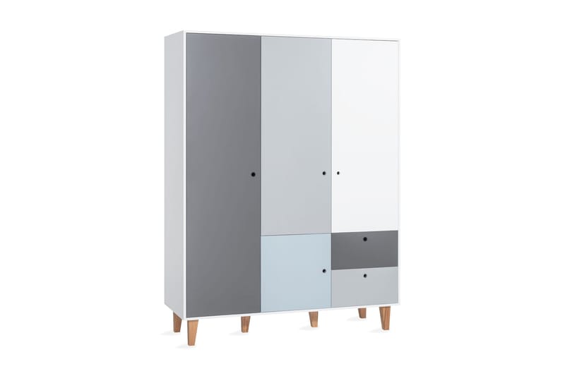 Vaatekaappi Concept Valkoinen/Tummanharmaa/Sininen, VOX