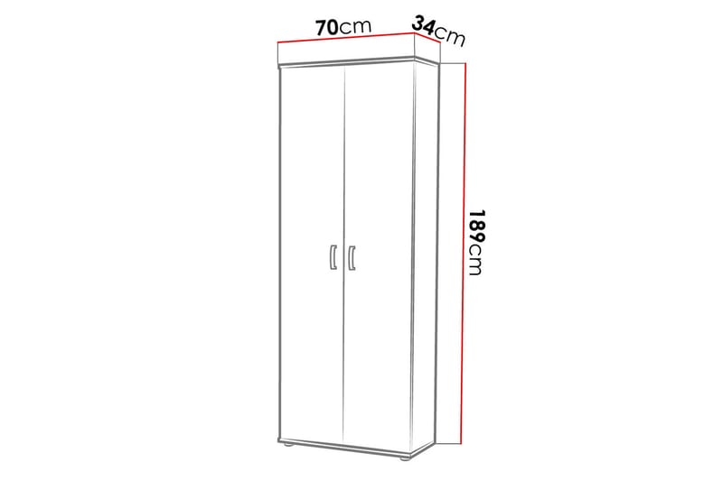 Vaatekaappi Cyree 70x34 cm - Tammi - Säilytys - Vaatesäilytys - Vaatekaappi
