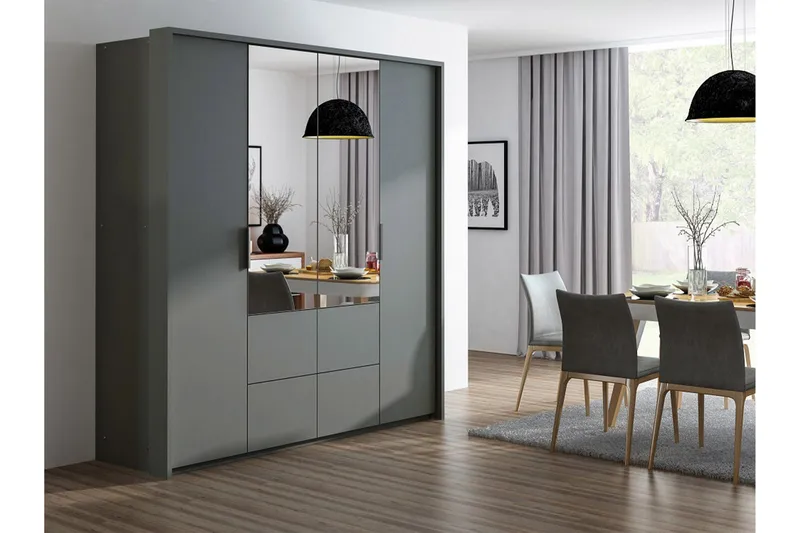 Vaatekaappi Dahlton 208 cm - Harmaa - Säilytys - Vaatesäilytys - Vaatekaappi