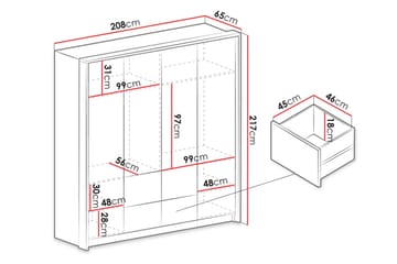 Vaatekaappi Dahlton 208 cm - Valkoinen - Säilytys - Vaatesäilytys - Vaatekaappi