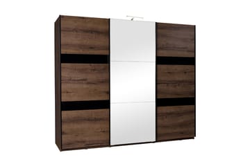 Vaatekaappi Denver 250x68,5x215 cm - Ruskea / Valkoinen - Säilytys - Vaatesäilytys - Vaatekaappi