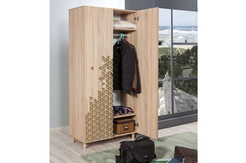 Vaatekaappi Dirk Koriste - Vaaleanruskea - Säilytys - Vaatesäilytys - Vaatekaappi