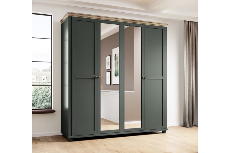 Vaatekaappi Drumin 62x108 cm - Vihreä/Luonnonväri - Säilytys - Vaatesäilytys - Vaatekaappi