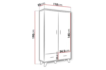 Vaatekaappi Dudley 110 cm - Luonnonväri/Musta - Säilytys - Vaatesäilytys - Vaatekaappi