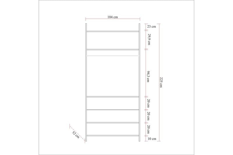Vaatekaappi Dynamica 104x52 cm - Luonnonväri - Säilytys - Vaatesäilytys - Vaatekaappi