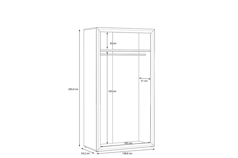 Vaatekaappi Edirne 55x109 cm - Beige/Ruskea - Säilytys - Vaatesäilytys - Vaatekaappi