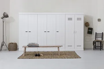 Vaatekaappi Floella 140 cm 3 ovea 3 laatikkoa - Valkoinen Mänty - Säilytys - Vaatesäilytys - Vaatekaappi