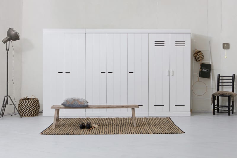 Vaatekaappi Floella 140 cm 3 ovea 3 laatikkoa - Valkoinen Mänty - Säilytys - Vaatesäilytys - Vaatekaappi
