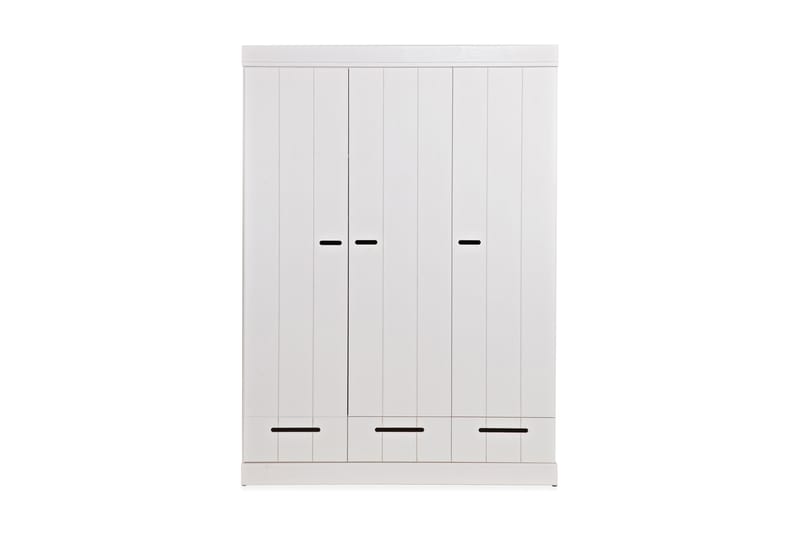 Vaatekaappi Floella 140 cm 3 ovea 3 laatikkoa - Valkoinen Mänty - Säilytys - Vaatesäilytys - Vaatekaappi