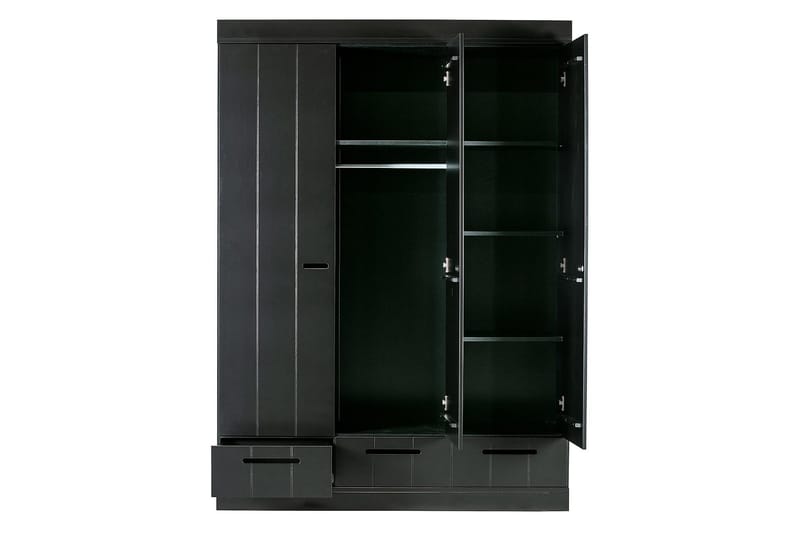 Vaatekaappi Floella 140x53 cm 3 ovea - Mänty/Musta - Säilytys - Vaatesäilytys - Vaatekaappi