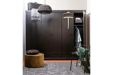 Vaatekaappi Floella 140x53 cm 3 ovea - Mänty/Musta - Säilytys - Vaatesäilytys - Vaatekaappi
