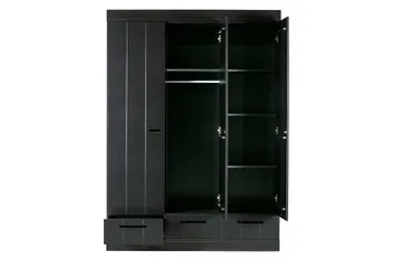 Vaatekaappi Floella 140x53 cm 3 ovea - Mänty/Musta - Säilytys - Vaatesäilytys - Vaatekaappi