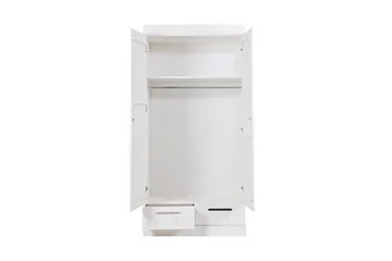 Vaatekaappi Floella 195 cm 2 ovea 2 laatikkoa - Valkoinen Mänty - Säilytys - Vaatesäilytys - Vaatekaappi