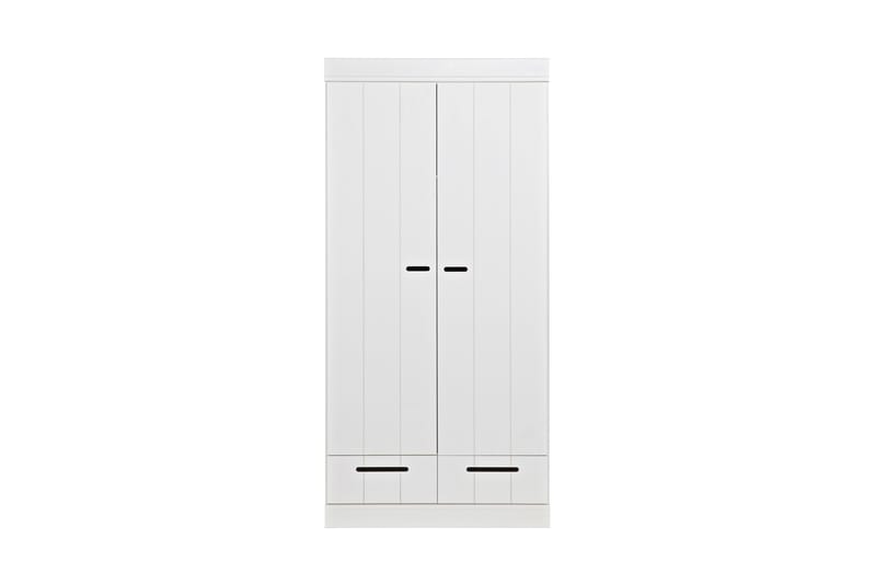 Vaatekaappi Floella 195 cm 2 ovea 2 laatikkoa - Valkoinen Mänty - Säilytys - Vaatesäilytys - Vaatekaappi