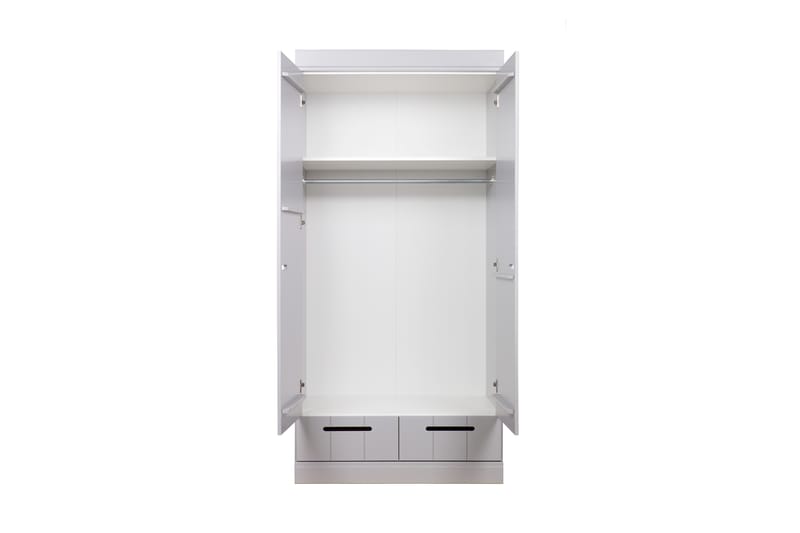 Vaatekaappi Floella 94 cm 2 ovea 2 laatikkoa - Harmaa Mänty - Säilytys - Vaatesäilytys - Vaatekaappi