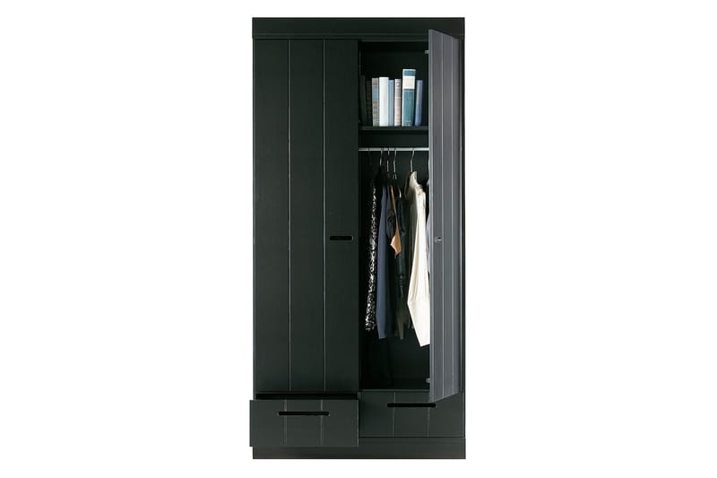 Vaatekaappi Floella 94x53 cm 2 ovea - Mänty/Musta - Säilytys - Vaatesäilytys - Vaatekaappi