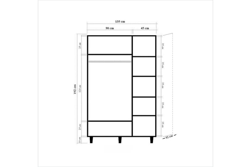 Vaatekaappi Gillberga 135 cm - Ruskea/Vihreä - Säilytys - Vaatesäilytys - Vaatekaappi