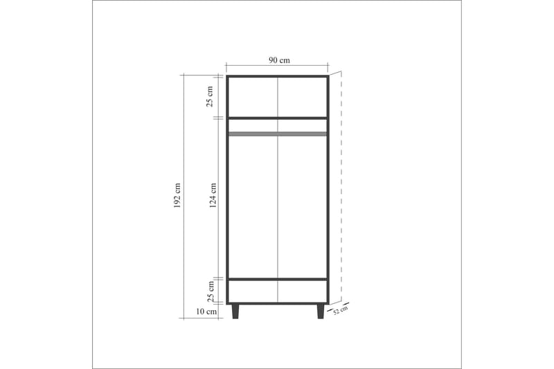 Vaatekaappi Gillberga 90 cm - Ruskea - Vaatekaappi