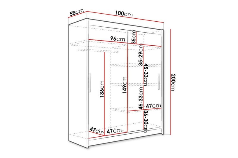 Vaatekaappi Glenmore - Musta - Säilytys - Vaatesäilytys - Vaatekaappi