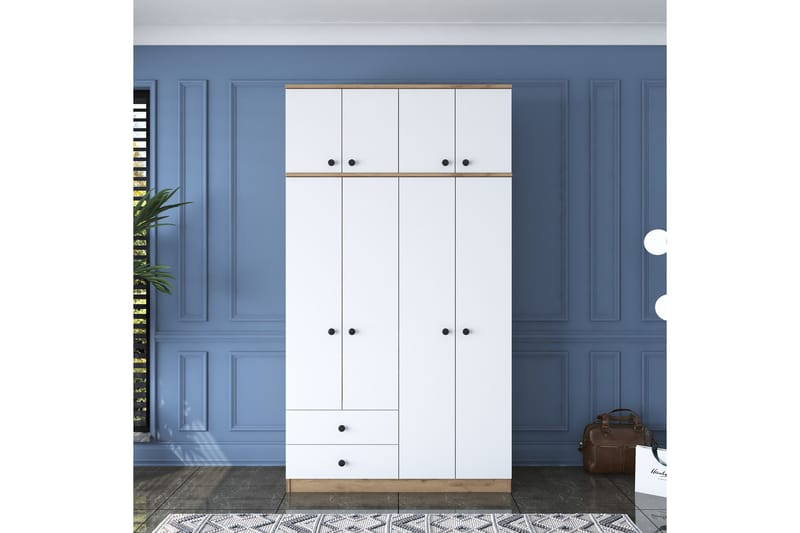 Vaatekaappi Goianira 120 cm - Pähkinä/Valkoinen - Säilytys - Vaatesäilytys - Vaatekaappi