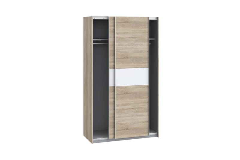 Vaatekaappi Grassle 62x121 cm - Valkoinen/Ruskea/Harmaa - Säilytys - Vaatesäilytys - Vaatekaappi