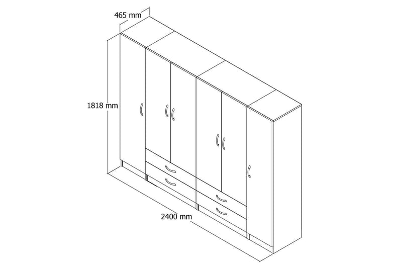 Vaatekaappi GRD 240 cm - Valkoinen - Säilytys - Vaatesäilytys - Vaatekaappi