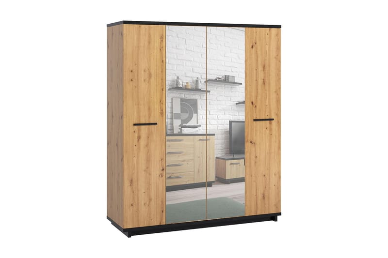 Vaatekaappi Ines 60x180 cm - Tammi/Musta - Säilytys - Vaatesäilytys - Vaatekaappi