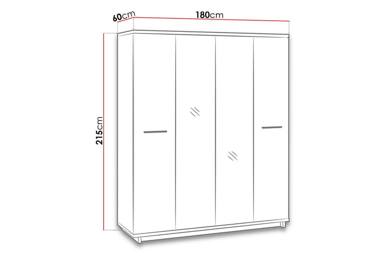 Vaatekaappi Ines 60x180 cm - Tammi/Musta - Vaatekaappi