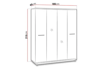 Vaatekaappi Ines 60x180 cm - Tammi/Musta - Säilytys - Vaatesäilytys - Vaatekaappi