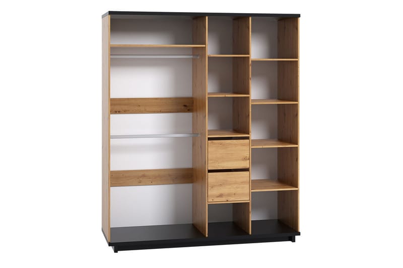 Vaatekaappi Ines 60x180 cm - Tammi/Musta - Säilytys - Vaatesäilytys - Vaatekaappi