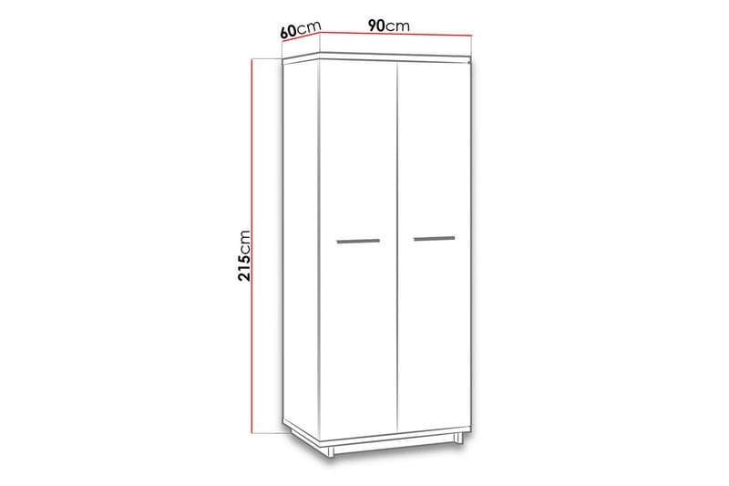 Vaatekaappi Ines 60x90 cm - Tammi/Musta - Säilytys - Vaatesäilytys - Vaatekaappi