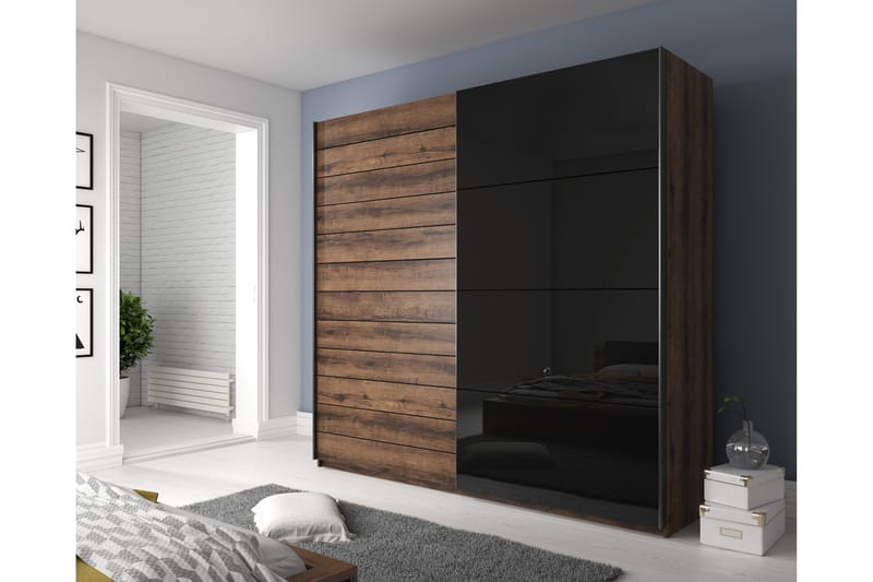 Vaatekaappi Jorbes 61x221 cm - Tiikki/Musta - Säilytys - Vaatesäilytys - Vaatekaappi