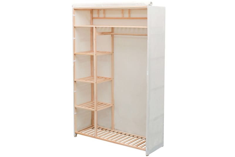 Vaatekaappi kangas ja mänty 110x40x170 cm - Valkoinen - Säilytys - Vaatesäilytys - Vaatekaappi