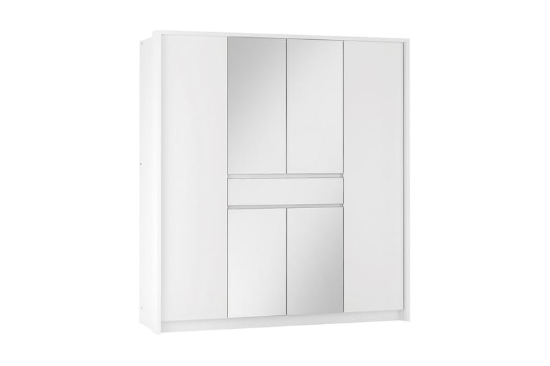 Vaatekaappi Karaga peilillä 200 cm - Valkoinen - Säilytys - Vaatesäilytys - Vaatekaappi