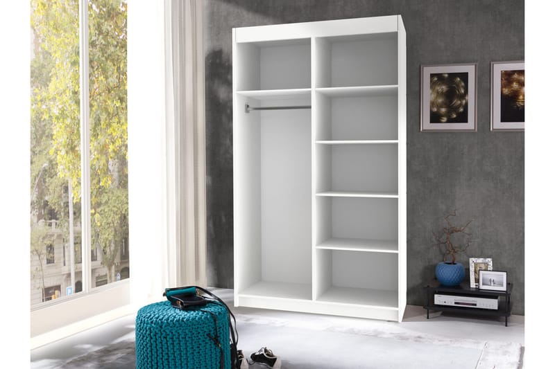 Vaatekaappi Karo 100x60x216 cm - Valkoinen - Säilytys - Vaatesäilytys - Vaatekaappi