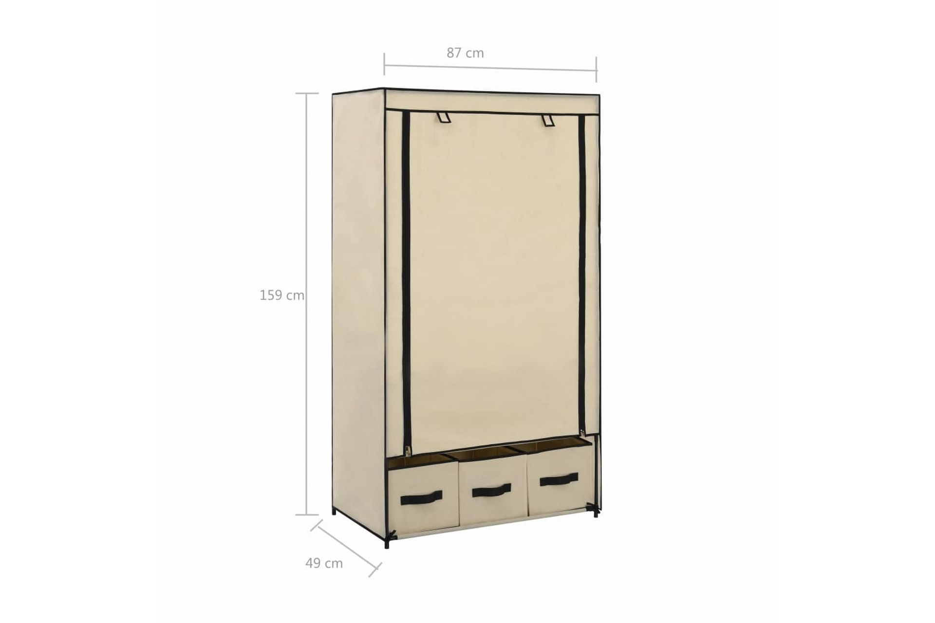 Vaatekaappi kerma 87x49x159 cm kangas - Kerma - Säilytys - Vaatesäilytys - Vaatekaappi