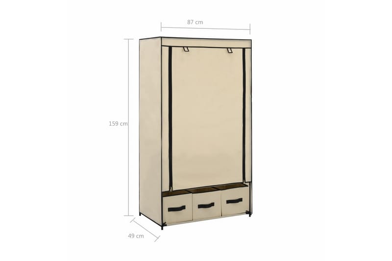 Vaatekaappi kerma 87x49x159 cm kangas - Kerma - Säilytys - Vaatesäilytys - Vaatekaappi
