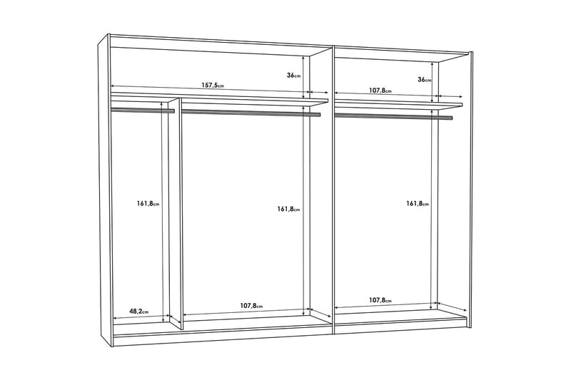 Vaatekaappi Kipo 62x270 cm - Ruskea/Musta - Vaatekaappi