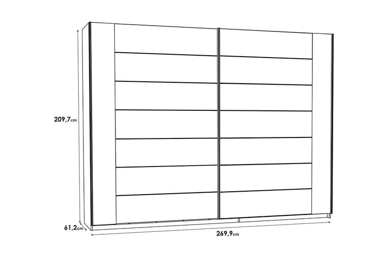 Vaatekaappi Kipo 62x270 cm - Ruskea/Musta - Vaatekaappi