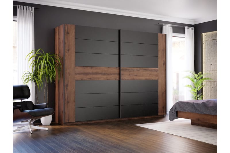 Vaatekaappi Kipo 62x270 cm - Ruskea/Musta - Säilytys - Vaatesäilytys - Vaatekaappi