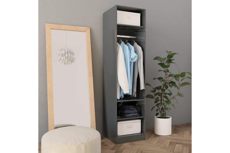 Vaatekaappi korkeakiilto harmaa 50x50x200 cm lastulevy - Harmaa - Säilytys - Vaatesäilytys - Vaatekaappi