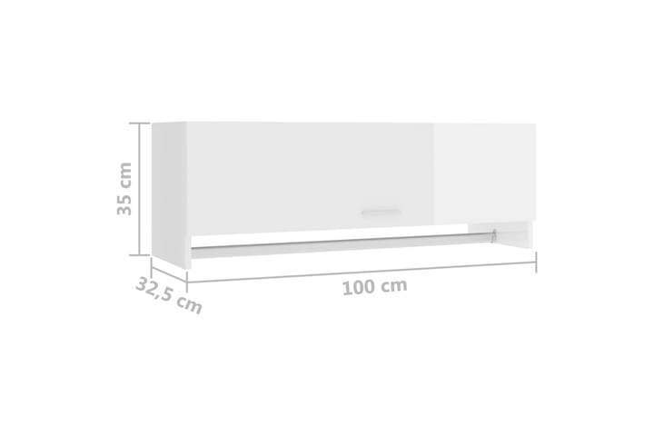 Vaatekaappi korkeakiilto valkoinen 100x32,5x35 cm lastulevy - Vaatekaappi