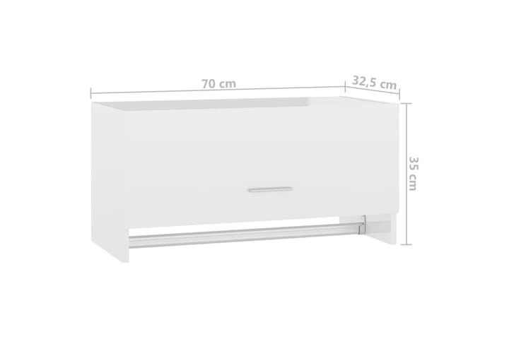 Vaatekaappi korkeakiilto valkoinen 70x32,5x35 cm lastulevy - Vaatekaappi