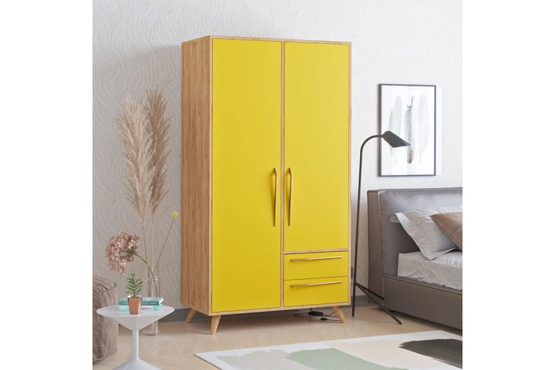 Vaatekaappi Kulta/Tammi/Keltainen, undefined