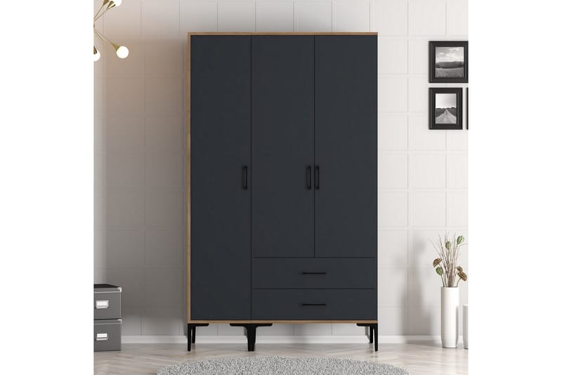 Vaatekaappi Kumsal 120 cm - Antrasiitti - Säilytys - Vaatesäilytys - Vaatekaappi
