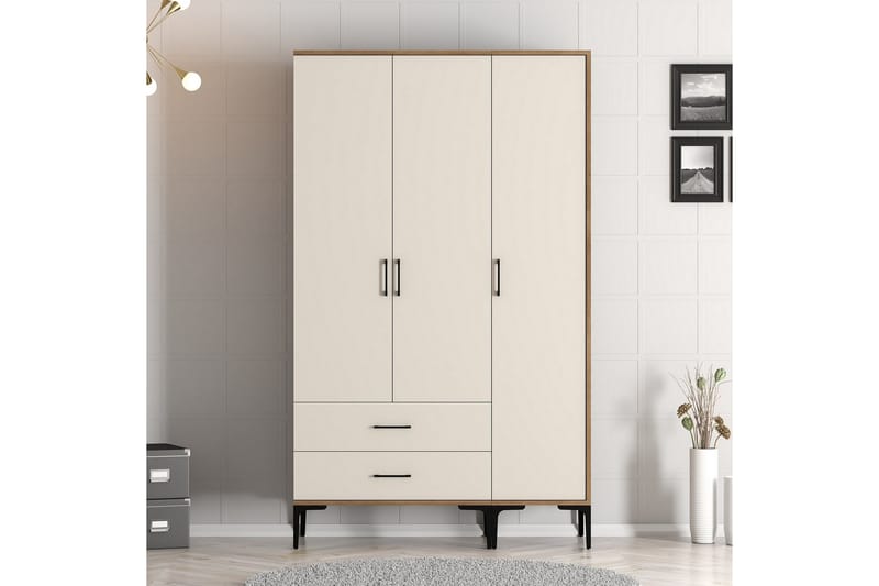 Vaatekaappi Kumsal 120 cm - Kerma - Säilytys - Vaatesäilytys - Vaatekaappi