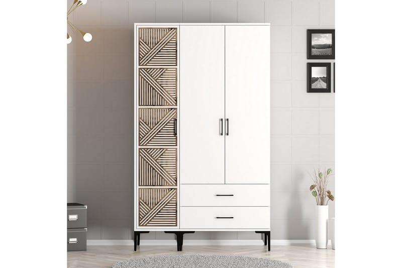 Vaatekaappi Kumsal 120 cm, Valkoinen